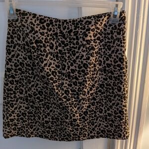 LOFT Black and Tan Leopard Animal Print Mini Skirt NWT